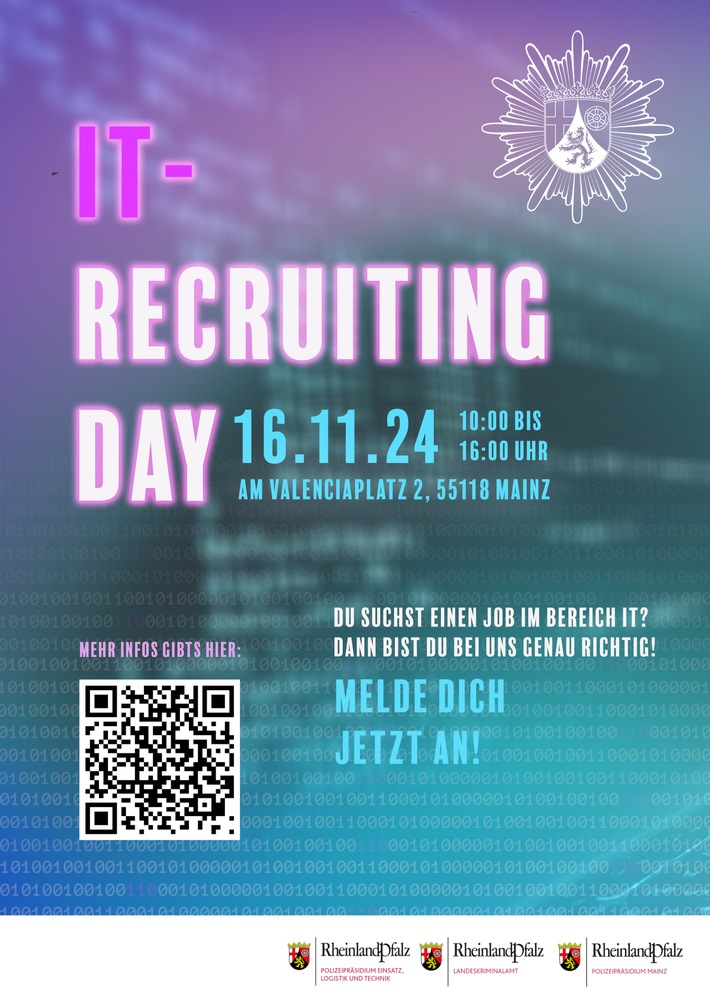 LKA-RP: IT-Experten - Ein unverzichtbarer Bestandteil moderner Polizeiarbeit; IT-Recruiting Day der Mainzer Polizeibehörden am 16. November 2024